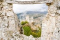 Rocca Calascio old Italian castle Location film of famous film The Name of the Rose and Ladyhawke Royalty Free Stock Photo