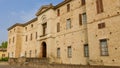 Rocca Meli Lupi under a blue sky and sunlight in Soragna in Italy Royalty Free Stock Photo