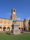 Rocca Pallavicino and the Statue of Giuseppe Verdi, Italian Composer, Parma, Italy Royalty Free Stock Photo