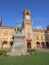 Rocca Pallavicino and the Statue of Giuseppe Verdi, Italian Composer, Parma, Italy Royalty Free Stock Photo