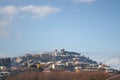 Rocca Priora`s View under the snow from countryside Royalty Free Stock Photo