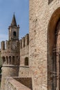 Rocca Sanvitale and the bell tower of the church of Santa Croce di Fontanellato, Parma, Italy Royalty Free Stock Photo