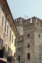 Rocca Scaligera is a castle in Sirmione on Lake Garda. The castle is surrounded by a moat and is located at the narrowest part of Royalty Free Stock Photo