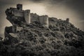 Roccascalegna castle in black and white