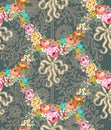 Roccoco Roses Garland Lace Seamless Pattern Royalty Free Stock Photo