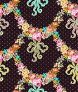 Roccoco Roses Garland Lace Seamless Pattern Royalty Free Stock Photo