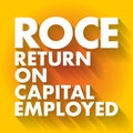 ROCE - Return On Capital Employed acronym, business concept background Royalty Free Stock Photo