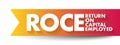 ROCE - Return On Capital Employed acronym, business concept background Royalty Free Stock Photo