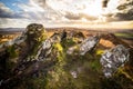 Roch Trevezel backlighted by the sunset. Photography taken in France Royalty Free Stock Photo