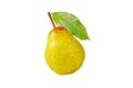 Rocha pear whole fruit and green leaf isolated on white. Transparent png additional format. Royalty Free Stock Photo