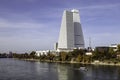 Roche Tower, or `Building 1` of pharmaceutical company Hoffmann-La Roche. Designed by Herzog & de Meuron.