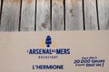 Arsenal des mers Hermione brand logo and text sign Lafayette wooden old frigate boat