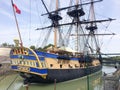 Rochefort , Aquitaine / France - 10 02 2019 : frigate Hermione Lafayette boat historical Royalty Free Stock Photo