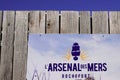 L`arsenal des mers brand logo and text sign harbor wooden old frigate boat ancient