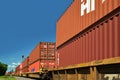 Union Pacific freight train transporting container cars