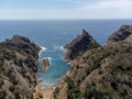 Rocher du capucin cliff in blue Calanque de Figuerolles near La Ciotat, Provence, France Royalty Free Stock Photo