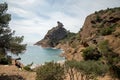 Rocher du capucin cliff in blue Calanque de Figuerolles near La Ciotat, Provence, France Royalty Free Stock Photo