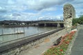 Rochester Castle garden and Rochester Bridge over River Medway, England. Royalty Free Stock Photo