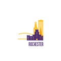 Rochester city emblem. Colorful buildings.