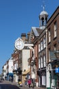 The old Corn Exchange clock in Rochester on March 24, 2019. Unidentified people Royalty Free Stock Photo