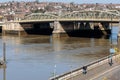 View of the bridge over the River Medway at Rochester on March 24, 2019. One unidentified person Royalty Free Stock Photo