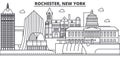 Rochester, New York Architecture Line Skyline Illustration. Linear Vector Cityscape With Famous Landmarks, City Sights
