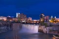 High Falls of Rochester, New York at Night