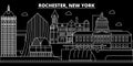 Rochester silhouette skyline. USA - Rochester vector city, american linear architecture, buildings. Rochester travel