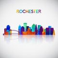 Rochester skyline silhouette in colorful geometric style. Royalty Free Stock Photo