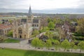 ROCHESTER, UK - APRIL 14, 2017: View of the Cathedral from the Castle with Spring colors