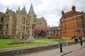 ROCHESTER, UK - APRIL 14, 2017: View of the Cathedral from High Street with Spring colors