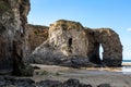 Rock Formations at Perranporth Beach, on the North Cornwall Coast Royalty Free Stock Photo