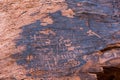 Rock art by ancient native Americans in Valley of Fire in USA Royalty Free Stock Photo