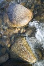 Rock in autumn stream at Crawford Notch State Park in White Mountains of New Hampshire, New England Royalty Free Stock Photo