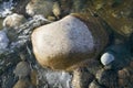 Rock in autumn stream at Crawford Notch State Park in White Mountains of New Hampshire, New England Royalty Free Stock Photo