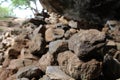 Rock balancing around the way to the top of Pidurangala Rock to Royalty Free Stock Photo