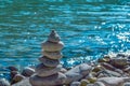 Rock balancing by river side Royalty Free Stock Photo