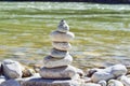 Rock balancing by river side Royalty Free Stock Photo