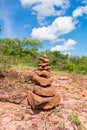 Rock balancing and sertao landscape in Oeiras, Piaui Northeast Brazil