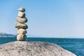 Rock balancing in Vancouver stone stacking garden Royalty Free Stock Photo