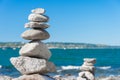 Rock balancing in Vancouver stone stacking garden Royalty Free Stock Photo