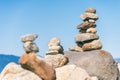 Rock balancing in Vancouver stone stacking garden Royalty Free Stock Photo