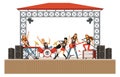 Rock band concert illustration. Musician play on stage