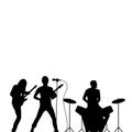 Rock band drummer, singer and guitarist black silhouette Royalty Free Stock Photo