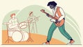 Rock Band Live Performance: Energetic Stage Show, vector design Generative AI Royalty Free Stock Photo