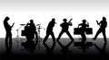 Rock band silhouette on stage Royalty Free Stock Photo