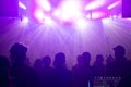 Rock band silhouettes on stage at concert. Royalty Free Stock Photo