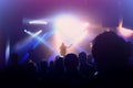 Rock band silhouettes on stage at concert Royalty Free Stock Photo
