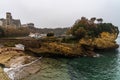 Rock of Basta in Biarritz, France on a gloomy day