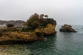 Rock of Basta in Biarritz, France on a gloomy day